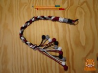 Ace braid with balls at the end Braid with balls in the asexual pride flag colours